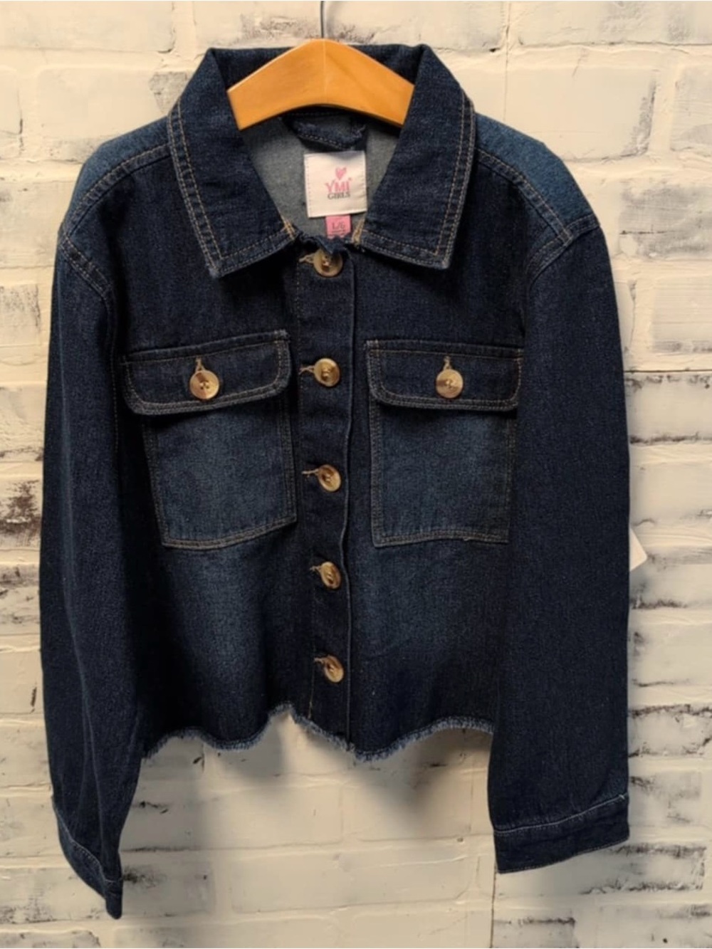 YMI Dark Blue Denim Button-Front Jacket